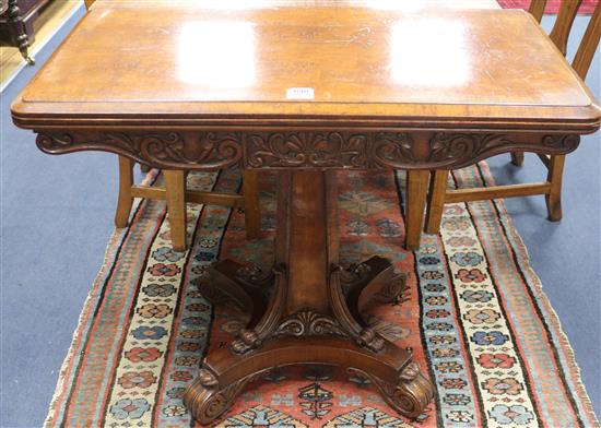 A Victorian mahogany folding card table, W.92cm